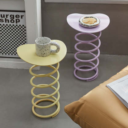 Scandinavian Iron Spiral Spring Stool — White