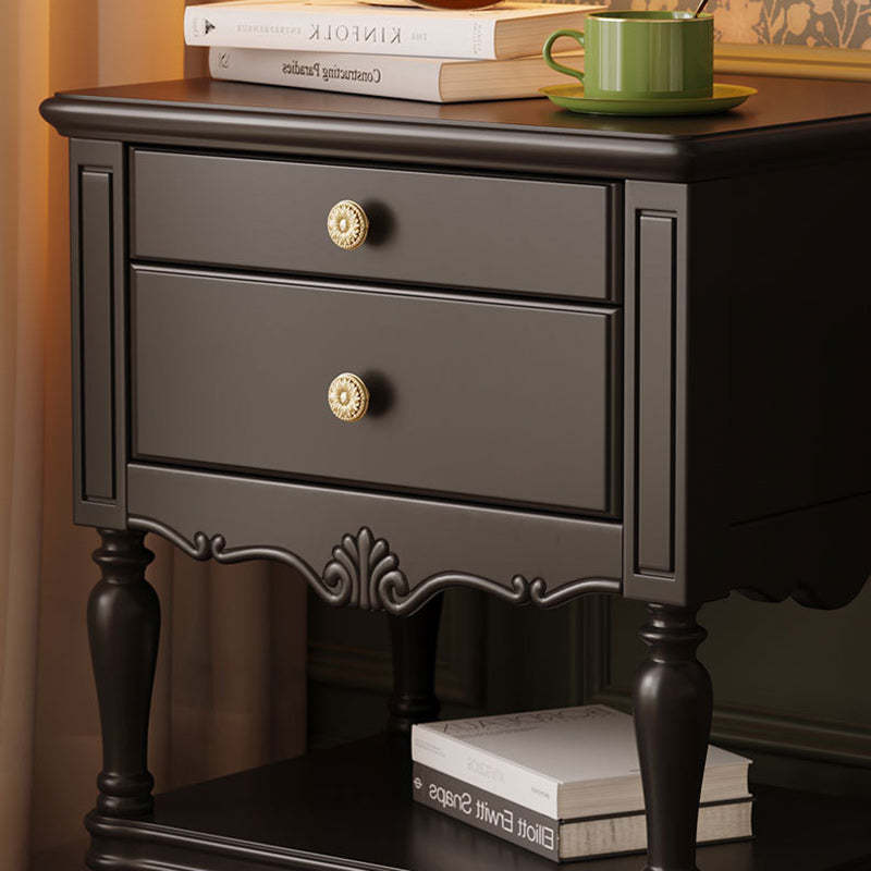French Solid Wood 2-Drawer Nightstand