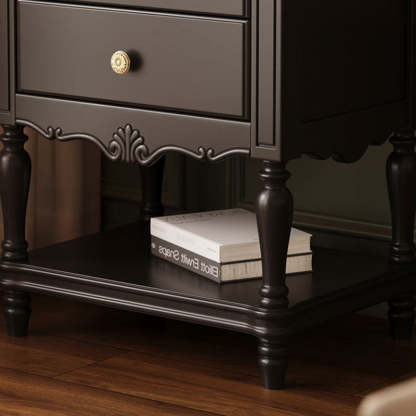 French Solid Wood 2-Drawer Nightstand