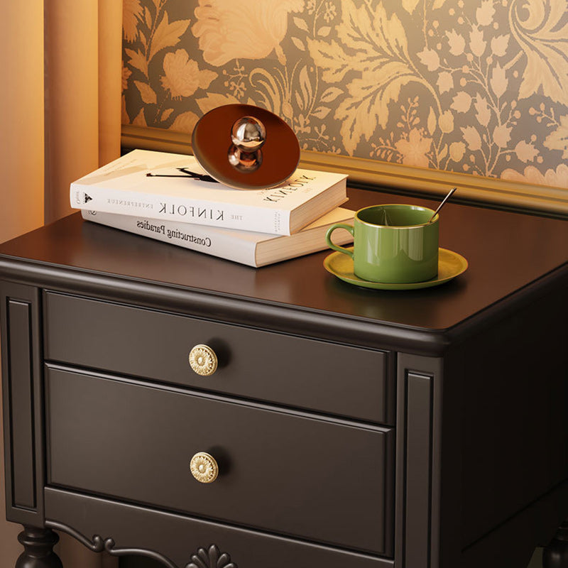 French Solid Wood 2-Drawer Nightstand