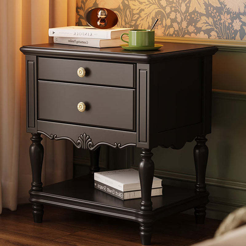 French Solid Wood 2-Drawer Nightstand