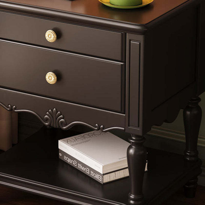 French Solid Wood 2-Drawer Nightstand