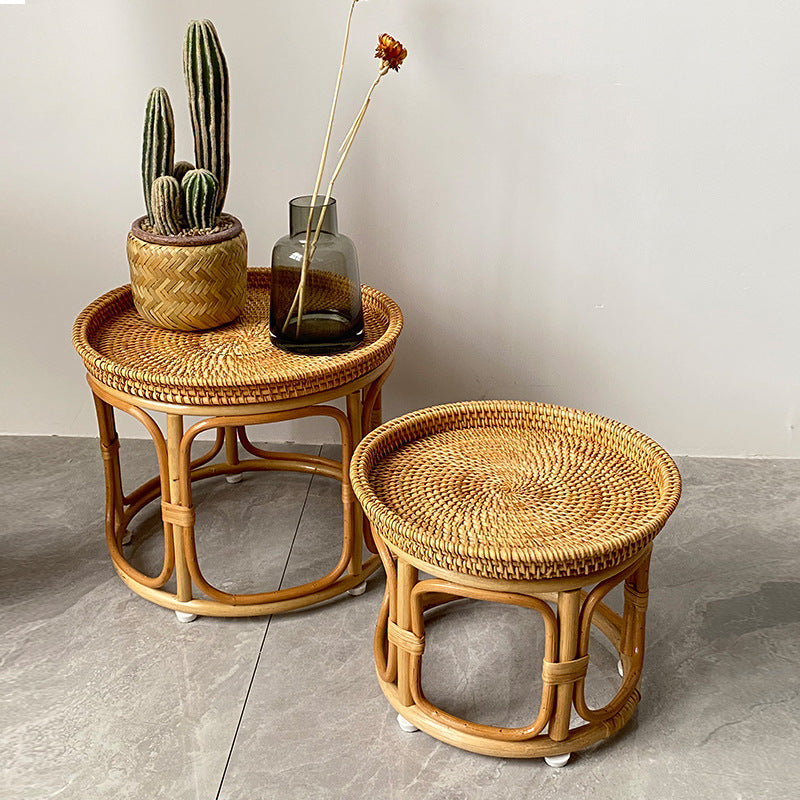 Boho Rattan Wood Coffee Table