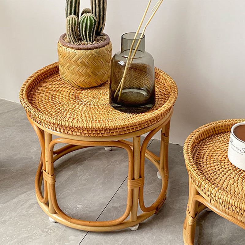 Wood rustic boho coffee tables — 13" L x 13" W x 10" H