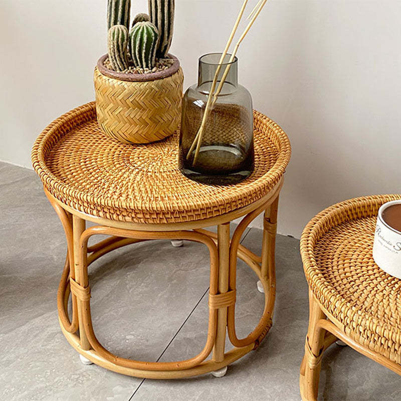 Boho Rattan Wood Coffee Table