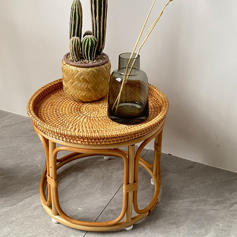 Boho Rattan Wood Coffee Table