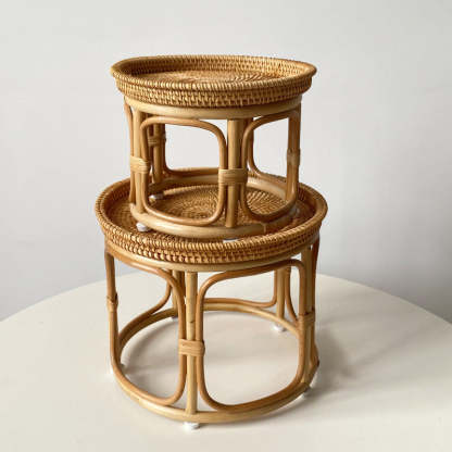 Boho Rattan Wood Coffee Table