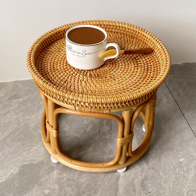 Boho Rattan Wood Coffee Table