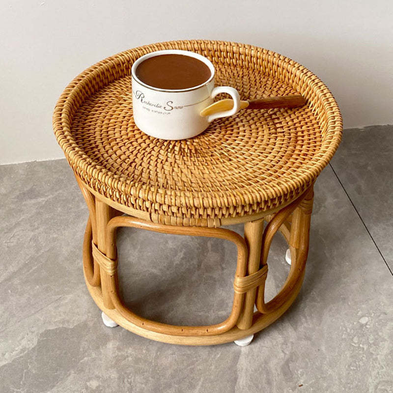 Boho Rattan Wood Coffee Table