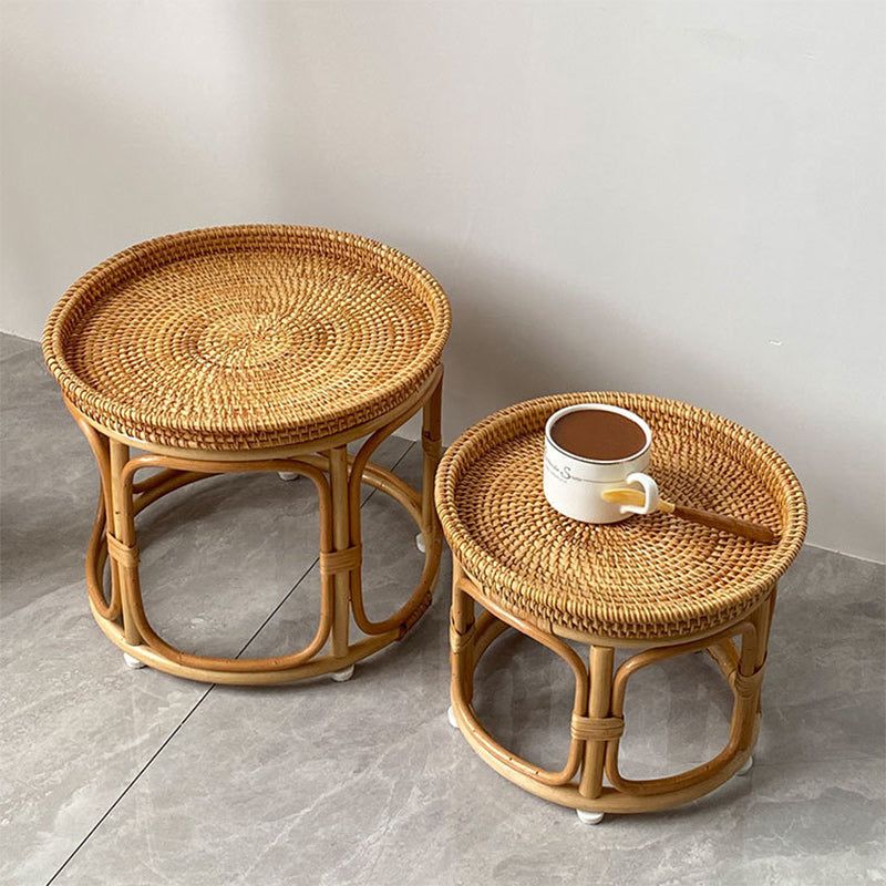 Boho Rattan Wood Coffee Table
