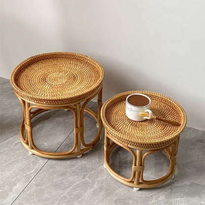 Boho Rattan Wood Coffee Table