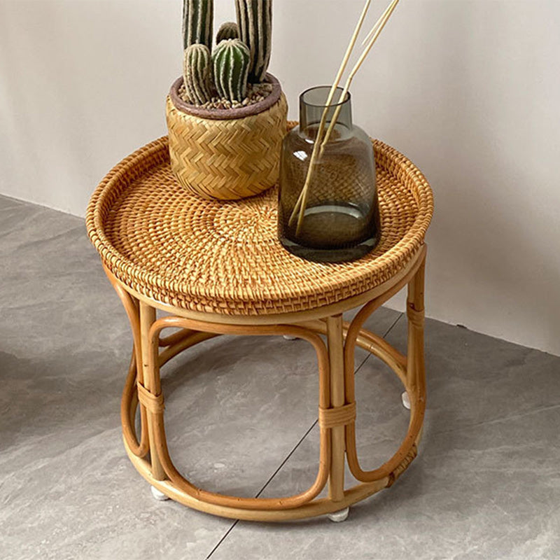 Boho Rattan Wood Coffee Table