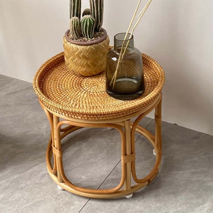 Boho Rattan Wood Coffee Table