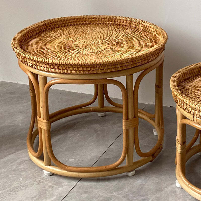Boho Rattan Wood Coffee Table
