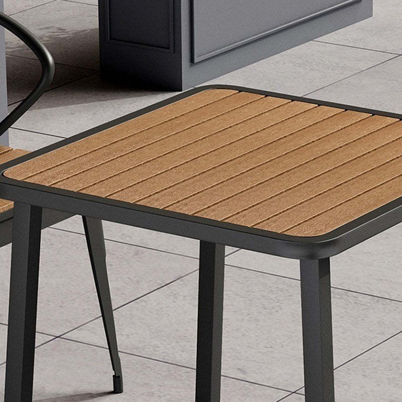 Minimalist Slat Top Iron Dining Table