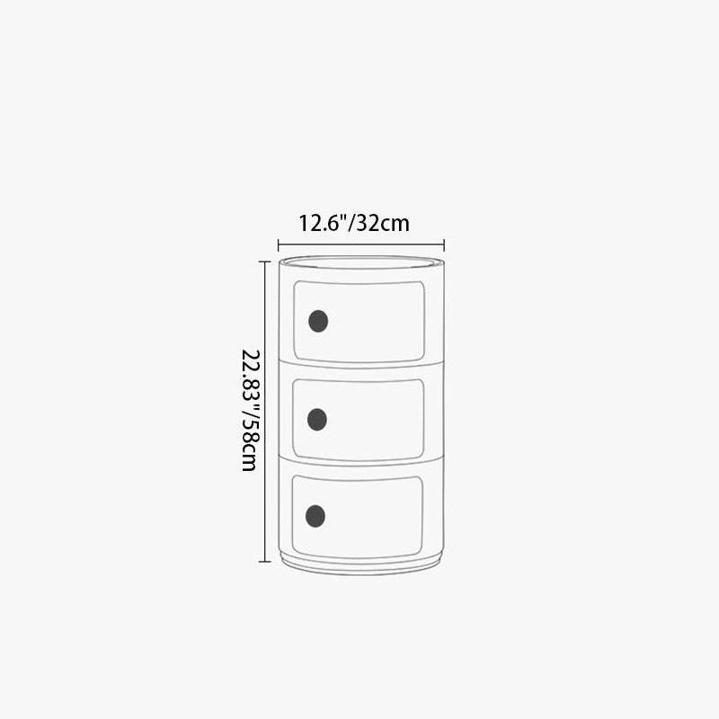 Scandinavian Round Plastic 3-Drawer Nightstand