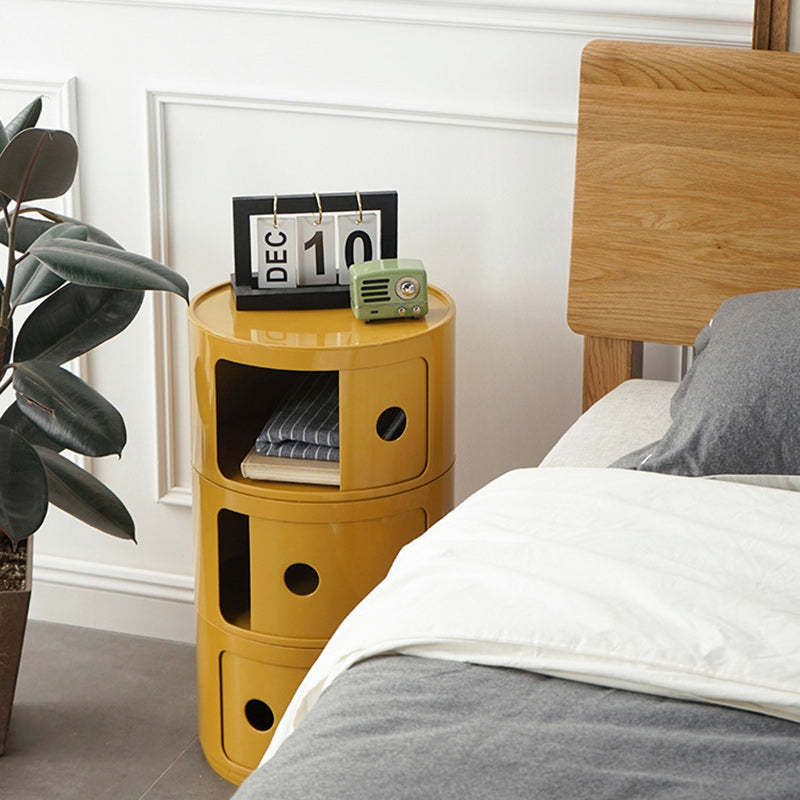 Scandinavian Round Plastic 3-Drawer Nightstand
