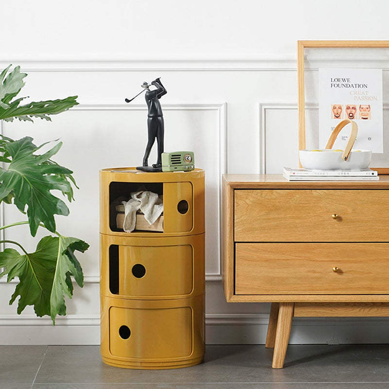 Scandinavian Round Plastic 3-Drawer Nightstand