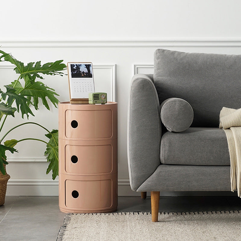 Scandinavian Round Plastic 3-Drawer Nightstand