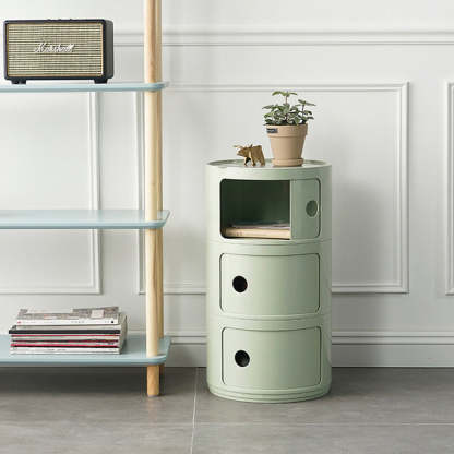Scandinavian Round Plastic 3-Drawer Nightstand — Pink