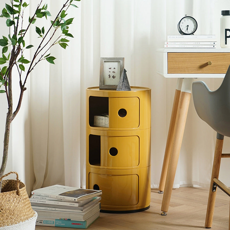 Scandinavian Round Plastic 3-Drawer Nightstand — Green