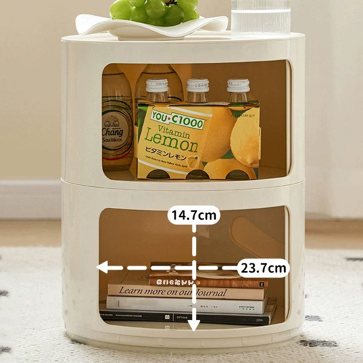 Scandinavian Smile Face Plastic Round Nightstand 2-Drawer