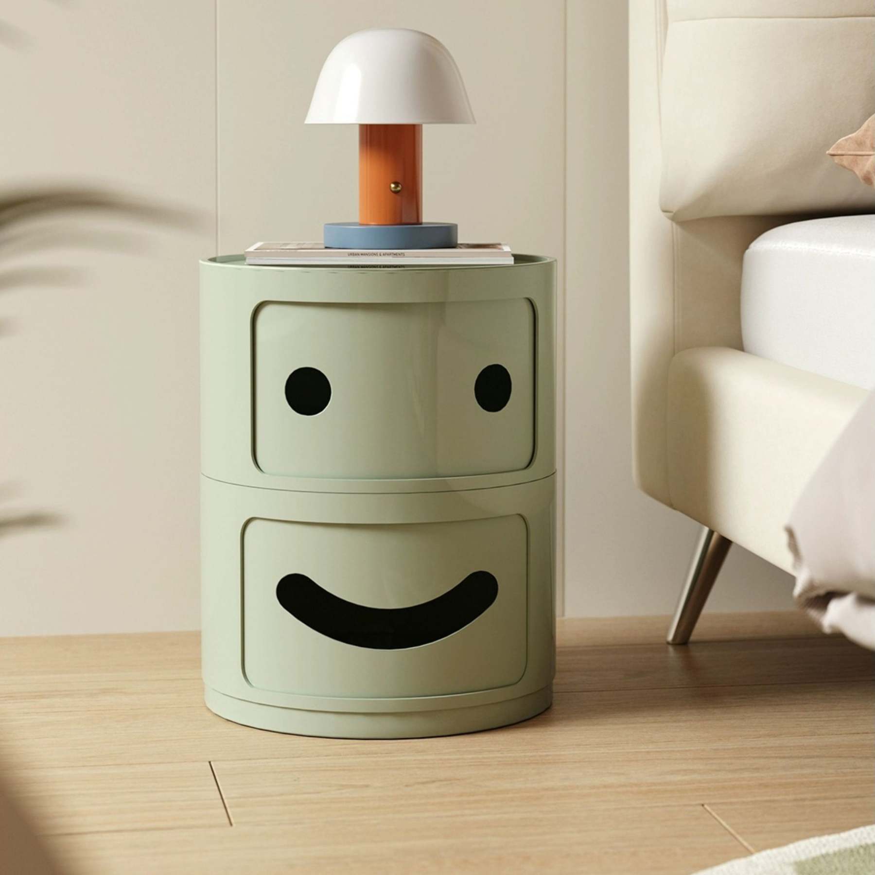 Green nordic smile 2-drawer nightstands — Matcha Green
