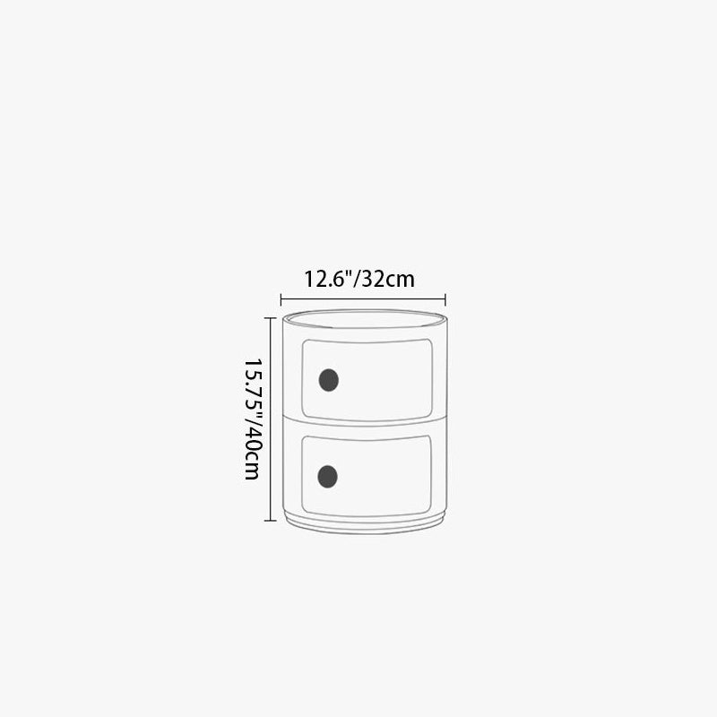 Scandinavian Smile Face Plastic Round Nightstand 2-Drawer — Green