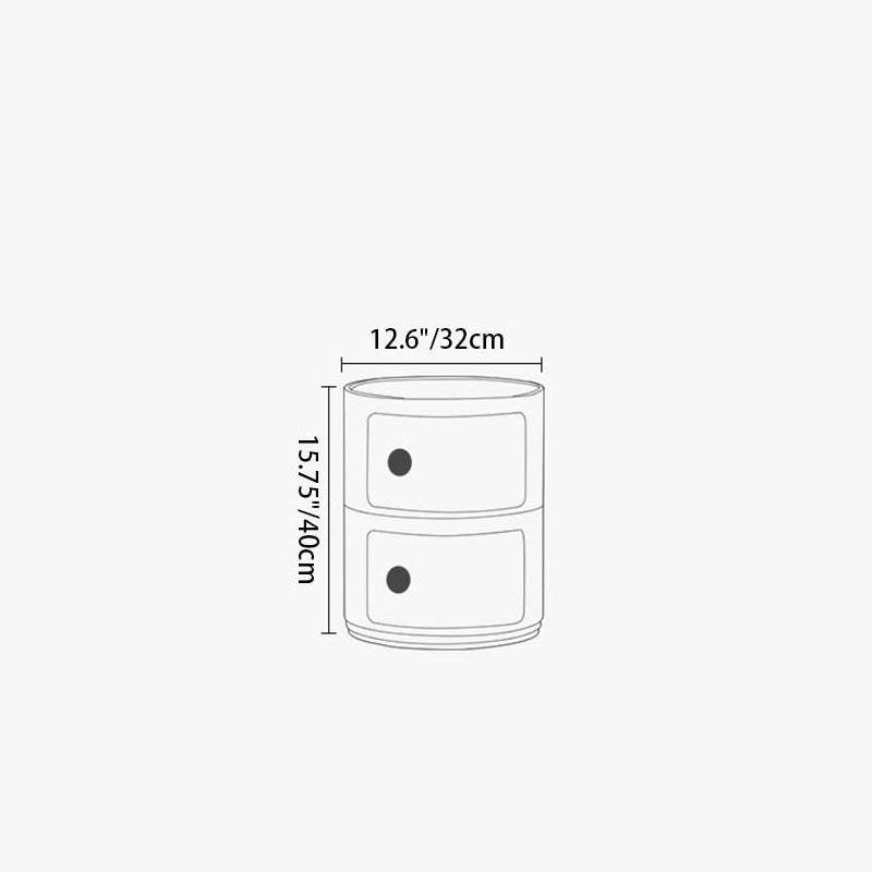 Scandinavian Smile Face Plastic Round Nightstand 2-Drawer — Green