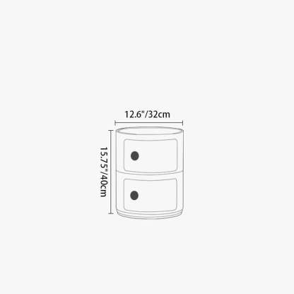 Scandinavian Smile Face Plastic Round Nightstand 2-Drawer — Green