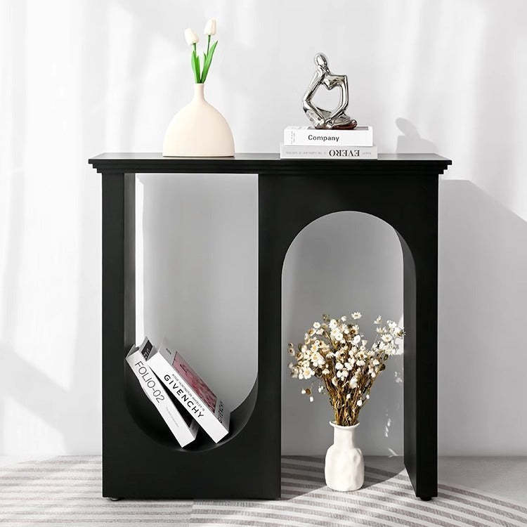 French Engineered Wood Double Arch Entrance Cabinet — Black