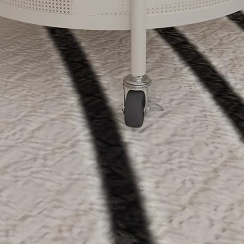 Contemporary Glass Iron Round End Table Casters 2-Tier
