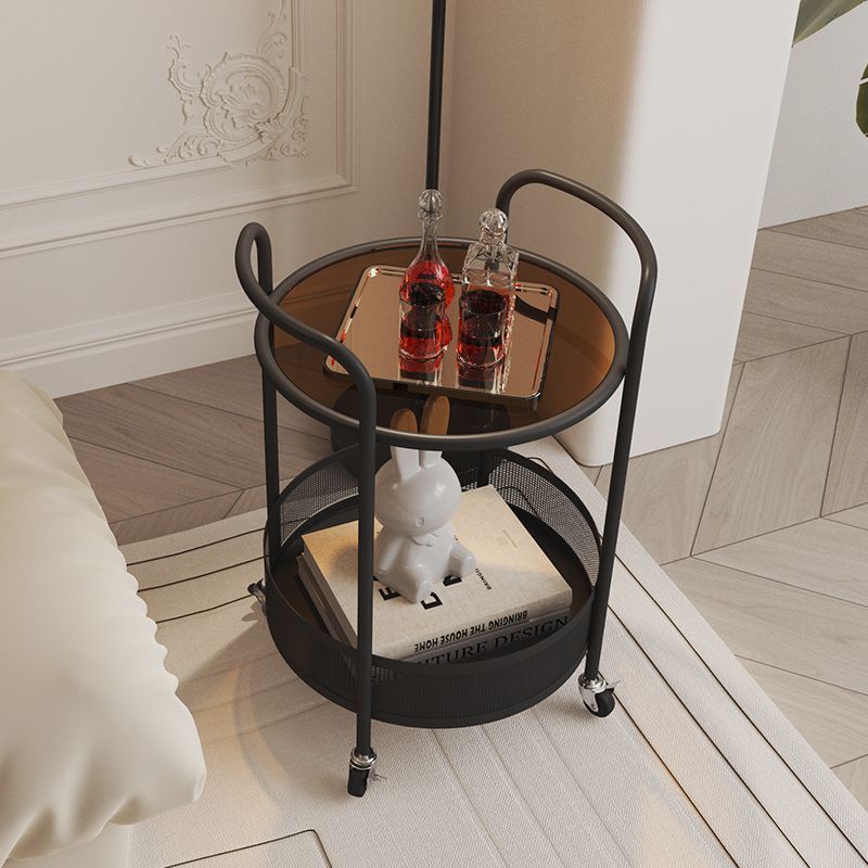 Lighom round casters iron glass fabric end & side tables for living room