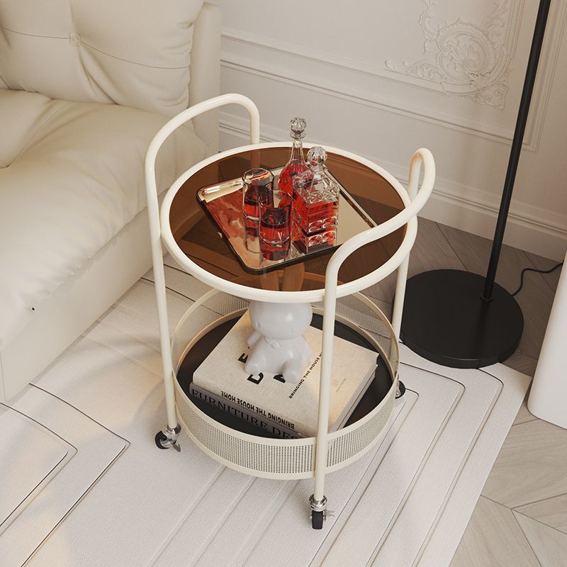 Lighom minimalist 2-tier casters white end & side tables