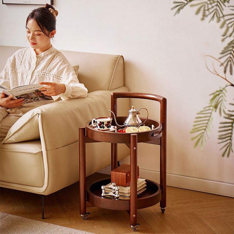 Vintage Wood 2-Tier End Table Casters