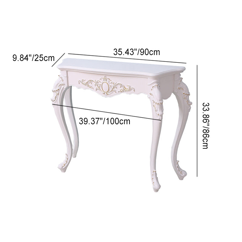 European Wood Arc Carved Console Table — Gold