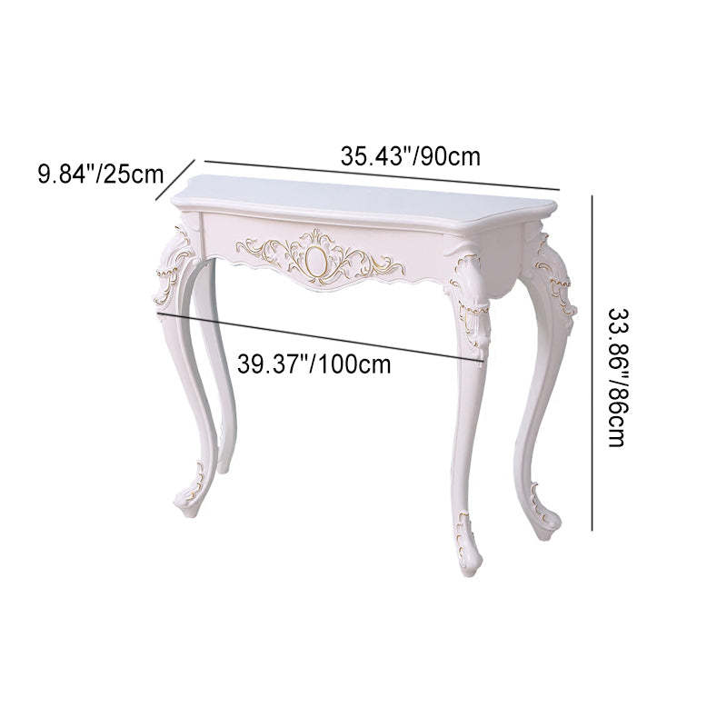 European Wood Arc Carved Console Table — Gold