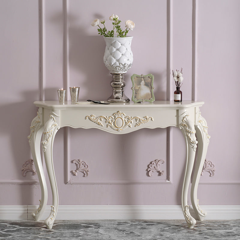 European Wood Arc Carved Console Table — Gold