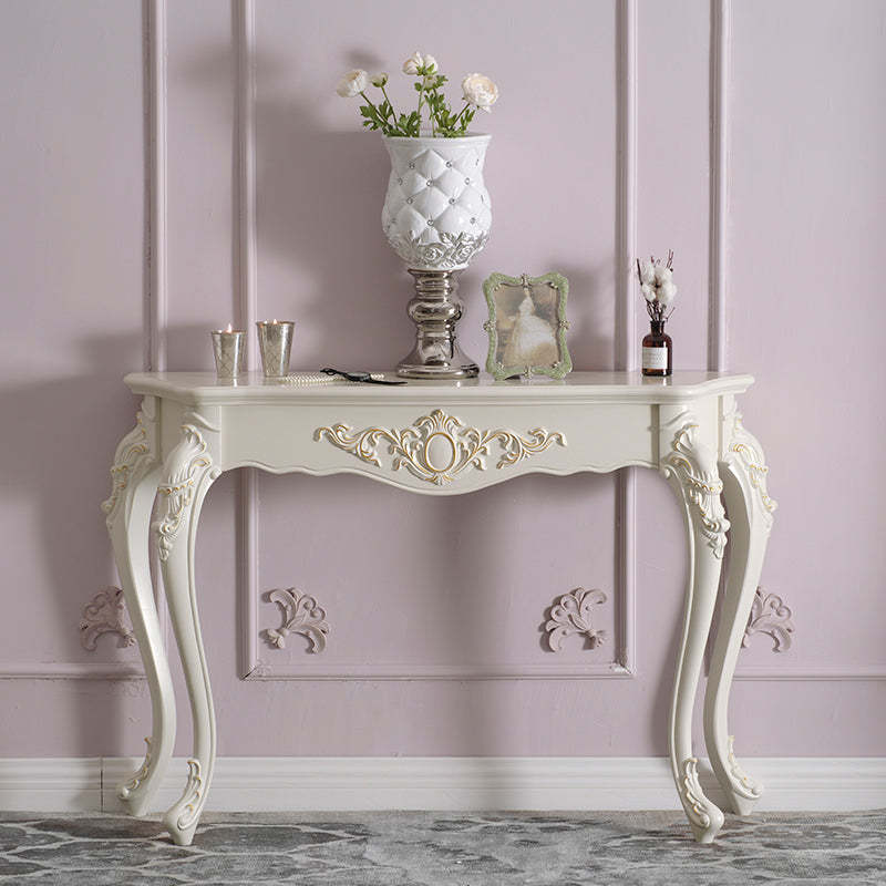European Wood Arc Carved Console Table — Gold