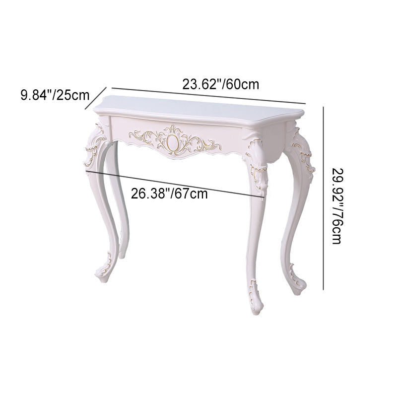 European Wood Arc Carved Console Table — Silver