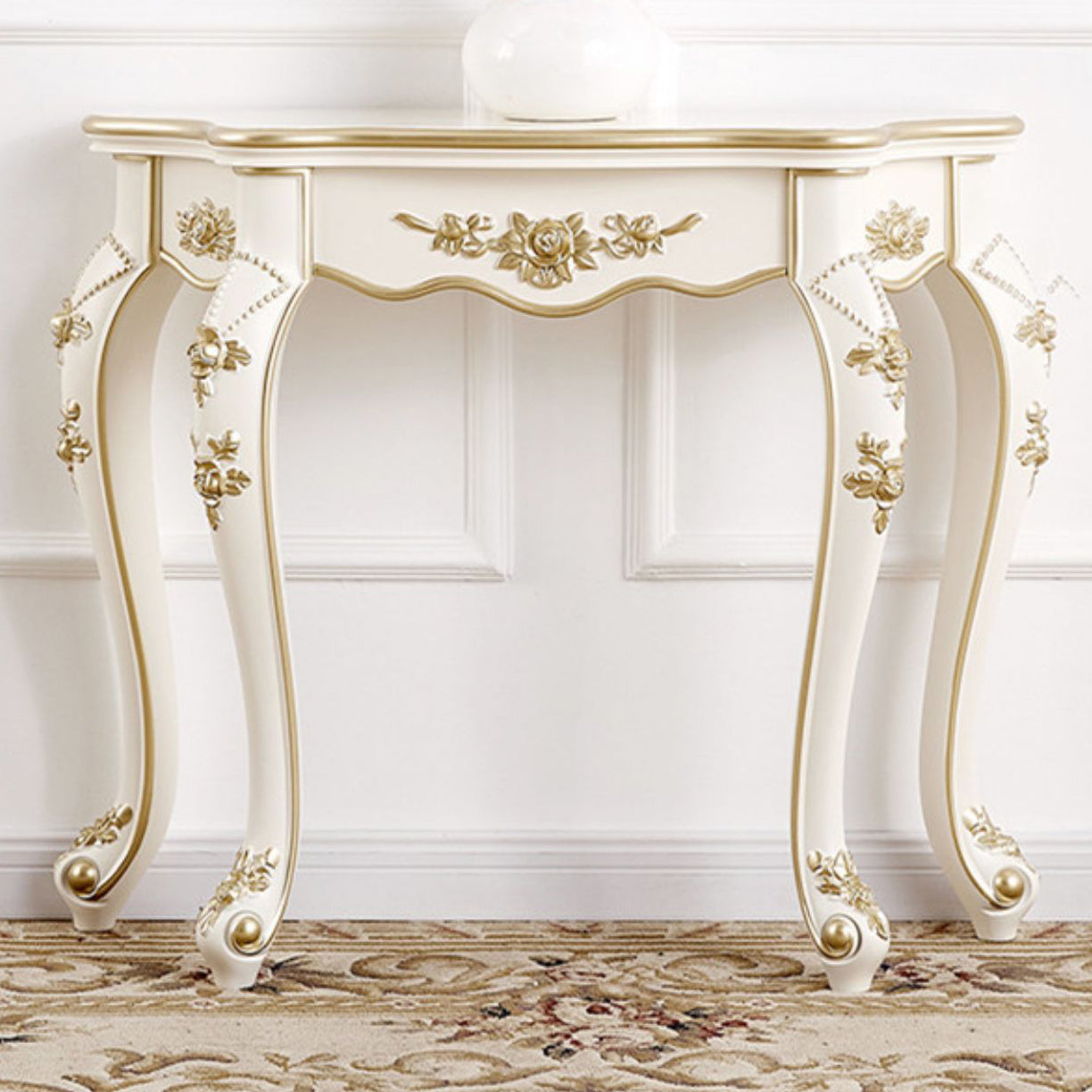 European Carved Wood Console Table