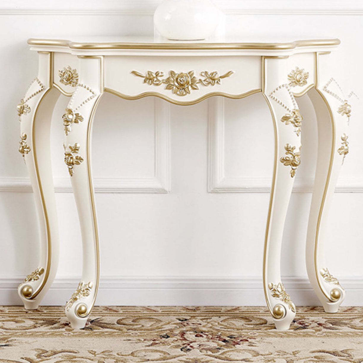 European Carved Wood Console Table