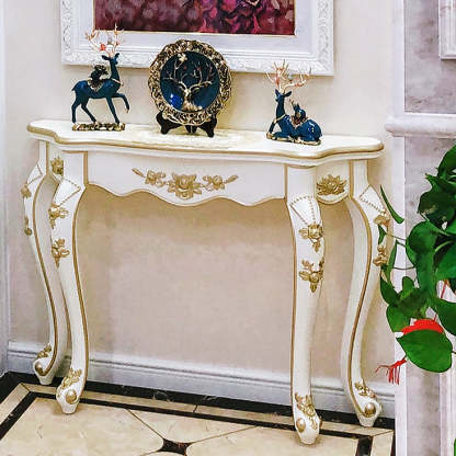 European Carved Wood Console Table