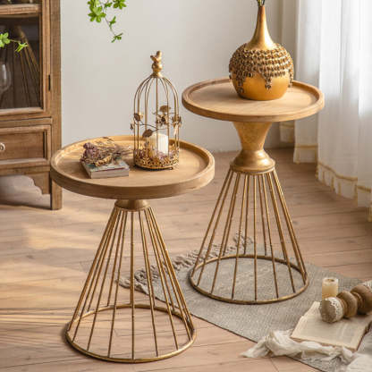Japanese Wood Tray Iron Base Coffee Table