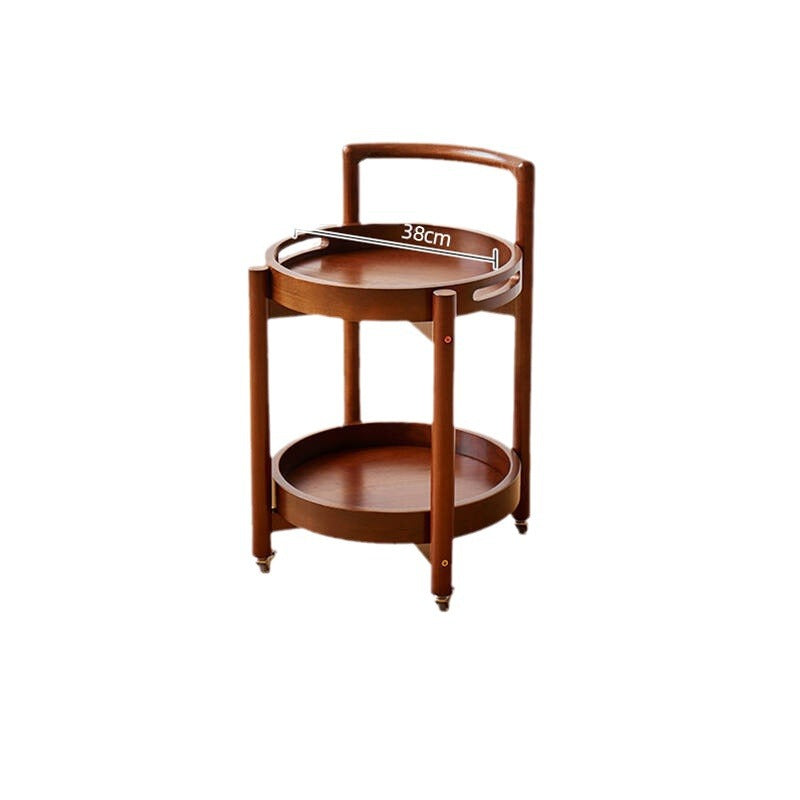 Vintage Solid Wood Tray 2-Tier Rolling Cart