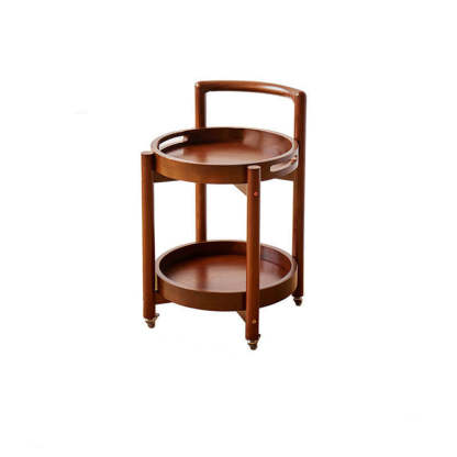 Vintage Solid Wood Tray 2-Tier Rolling Cart