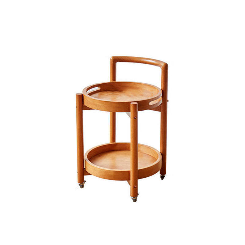 Vintage Solid Wood Tray 2-Tier Rolling Cart