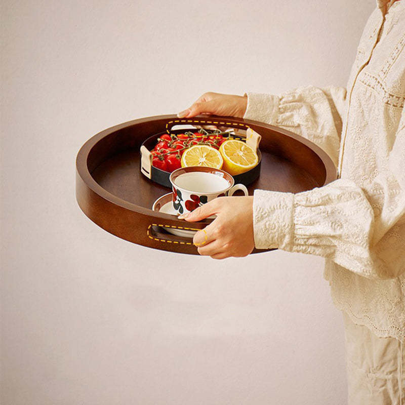 Vintage Solid Wood Tray 2-Tier Rolling Cart