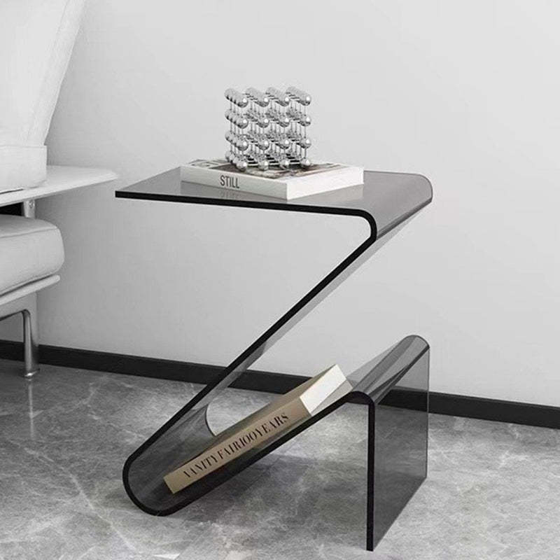 Nordic Acrylic Z-Shape Storage End Table — Transparent