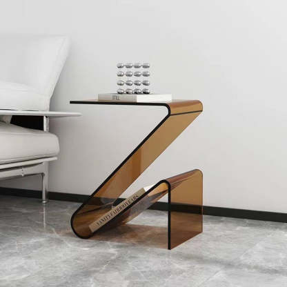 Nordic Acrylic Z-Shape Storage End Table — Orange